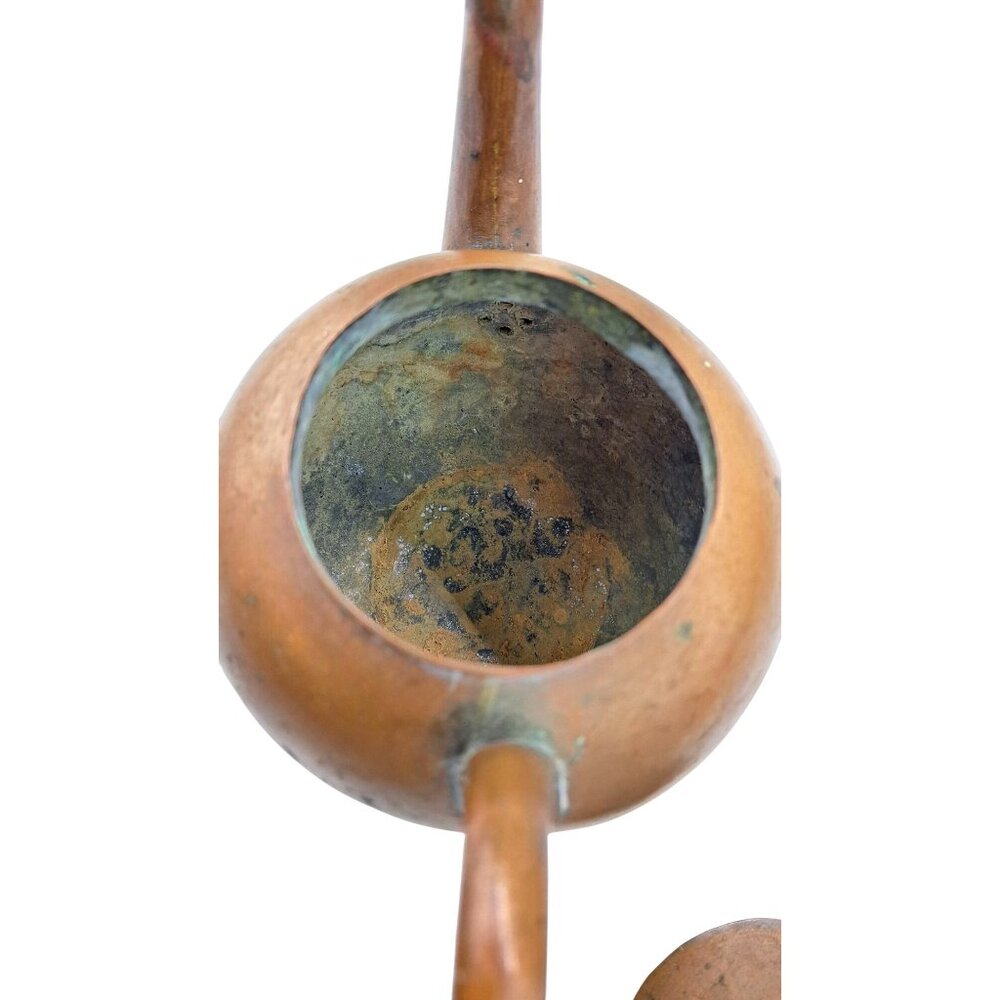Antique Copper Teapot With Brass Knob Lid China Chinese Patina Kettle Primitive - Picture 10 of 13
